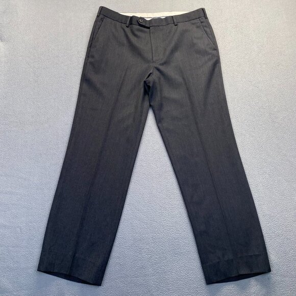 Brooks Brothers Madison, Dress Pants Mens Size‎ W38 Black,Flat Front,100% Wool - Picture 1 of 10